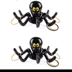 Halloween Games Spider Ring Toss, 2 Pack Inflatable Spiders with 9 Rings
